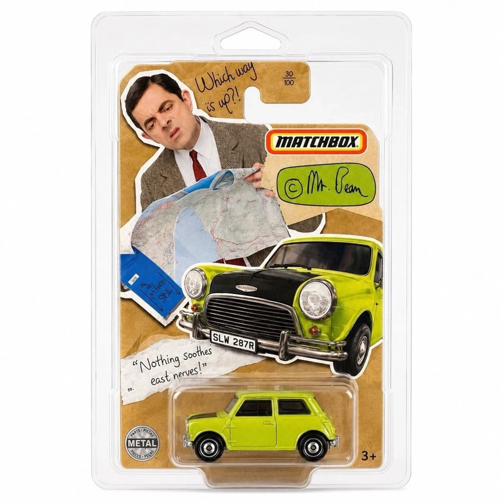 Matchbox Mr Bean Mini Cooper Green Diecast Car 30/100 w/ Clamshell Protector